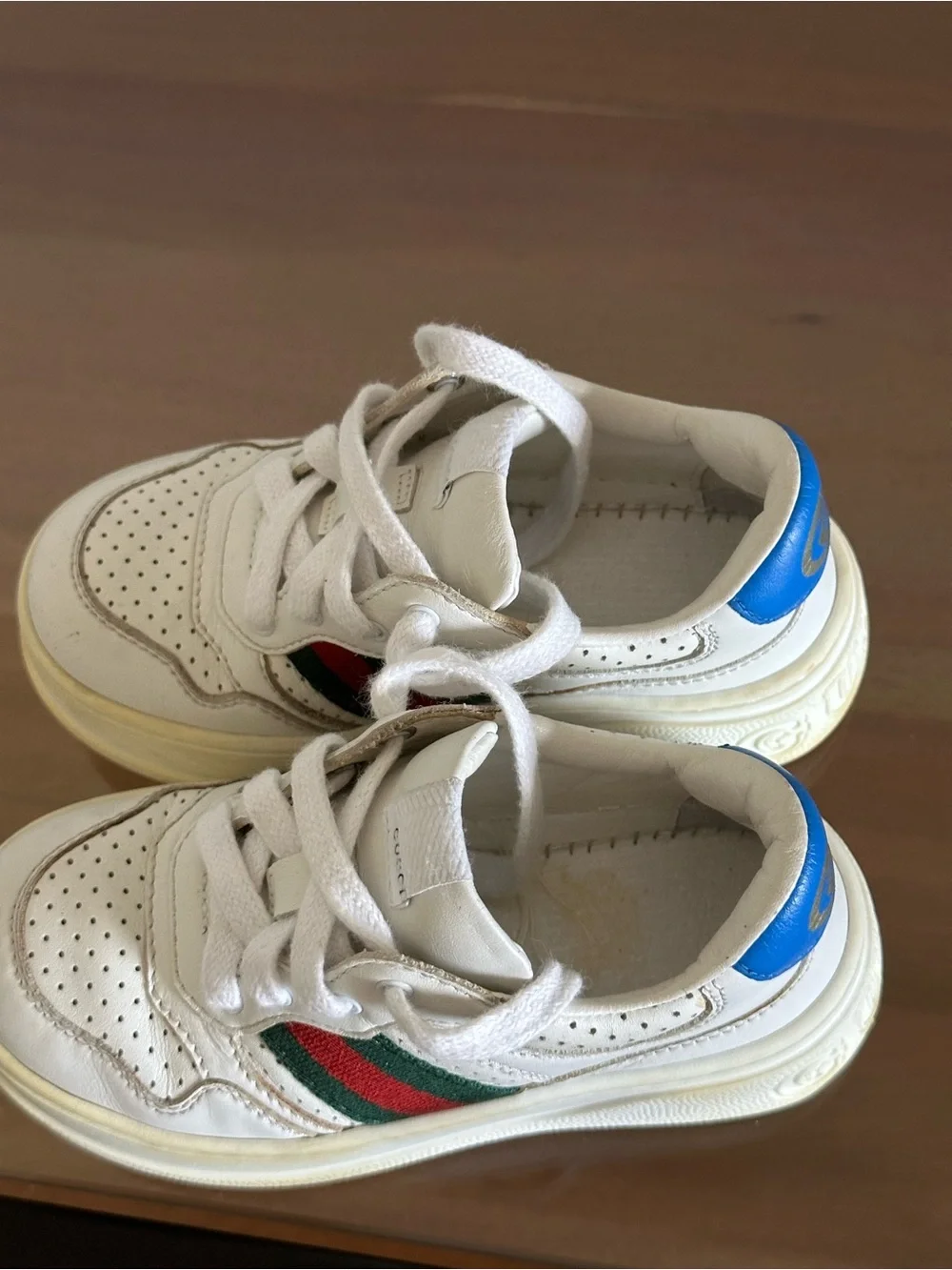 Gucci Ace Kids Screener Sneakers EU 25 White Leather Web Red And Green Stripe